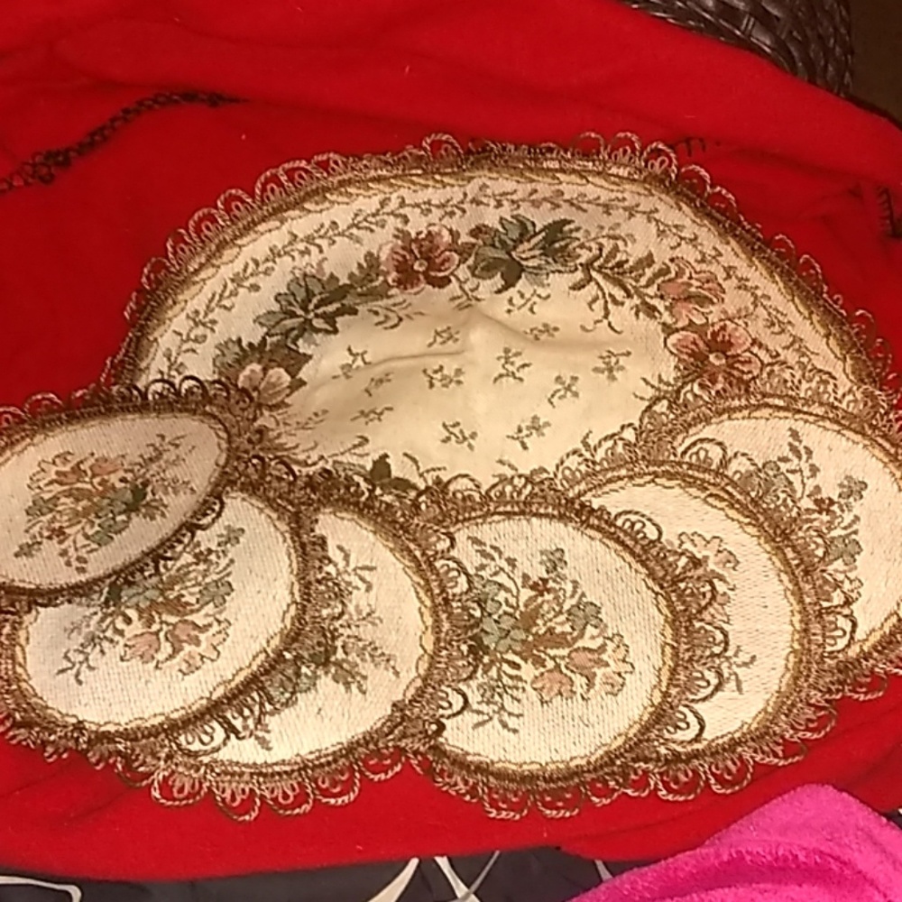 Vintage Russian machine embroidered table covering